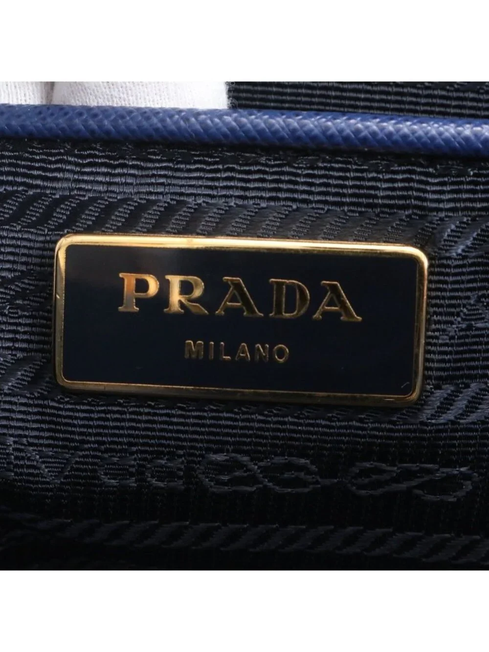 Prada Saffiano Galleria Leather Tote Triangle Logo Blue